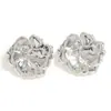 Pendientes Florales de Estilo Transfronterizo Europeo y Americano, Geométricos Vintage Tridimensionales de Metal con Textura Irregular, Clavos de Pétalo Exagerados