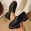 Sapatos mocassins femininos de couro envernizado estilo britânico, sola grossa, bico quadrado, sem cadarço, para aumentar a altura, versáteis, tamanho grande, comércio exterior