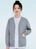 Suéter Médico e de Enfermagem Uniforme de Enfermeira Manga Longa Cardigã Grosso Roupa Externa Salão de Beleza Roupa de Trabalho Macio Amigo da Pele Quente e Confortável