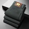 Ropa para Hombre / Nuevo Otoño e Invierno Lujo Negocios Estilo Europeo Corte Ajustado Elástico Pierna Recta Jeans Marca de Moda Pantalones Gruesos