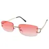Populares Gafas de Sol Cuadradas Sin Marco con Borde Cortado para Mujer, Montura Metálica Fina Gafas Decorativas, Estilo Callejero Modernas Gafas de Sol Degradadas