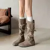 2026 Novas Botas de Cavaleiro com Fivela Femininas Salto Escondido Botas de Cano Alto Emagrecedoras Outono Retrô Cano Alto Versátil Empilhado