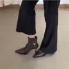 Botas Elásticas de Punta Fina Ajustadas al Cuerpo, Estilo Francés, para Mujer, Primer Encuentro, Nuevas Botines Versátiles de Tacón Alto para Otoño/Invierno con Cremallera Trasera, de Moda