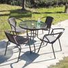 Mesa e Cadeira de Exterior com Combinação de Guarda-Sol Pátio Jardim ao Ar Livre Mesa e Cadeira Conjunto de Três Peças Casa Lazer ao Ar Livre Varanda Mesa Dobrável