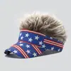 Gorra de Béisbol de Cabello Falso Realista Transfronteriza Europea y Americana con Diseño de Bandera Estadounidense y Estrellas, Gorra Personalizada para Fanáticos del Mundial