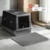 Arenero semi-cerrado para gatos, acero inoxidable, extragrande, anti-salpicaduras, anti-derrames, inodoro para gatos, bandeja de arena para gatos elevada y engrosada