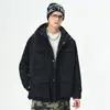 Jaqueta de Trabalho Masculina de Cor Sólida com Múltiplos Bolsos Jaqueta Funcional Outdoor Japonesa Masculina Nova de Outono com Zíper Jaqueta Tendência