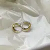 Pendientes de contraste de color cruzados estilo coreano retro-trendy, lujo ligero con un toque elegante y sofisticado, pendientes de aro con pasador de plata ins de estilo minimalista