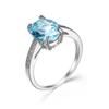 Europa y Estados Unidos diseño de sentido de venta caliente joyería de aguamarina aguamarina circón anillo de mujer anillo de cobre de moda versátil simple