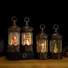 Linterna de Viento Hexagonal Pequeña Retro Navideña Caja de Música de Nieve Adornos Luminosos Navideños Decoraciones para el Hogar Transfronterizo
