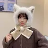 Gorro de Peluche Lindo Nuevo 2026 para Mujer con Orejas de Zorro, Combinación de Sombrero y Bufanda Versátil y a la Moda para Otoño e Invierno
