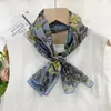 Lenço de Seda Estilo Novo para Mulheres - Primavera, Verão, Outono 2026, Tira Longa de Chiffon de Seda Fino, Fita Exquisita, Lenço de Pescoço Versátil e Fashion