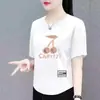 Estoque Sobrando de Comércio Exterior Transfronteiriço Camiseta Feminina de Manga Curta para Mães de Meia-Idade, Corte Amplo, Emagrecedor, Top Simples e Estiloso
