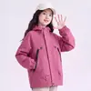 Chaqueta Cálida con Capucha para Niñas Estilo Primavera/Otoño 2026 Nueva Chaqueta Rosa de Trabajo para Niños Medianos y Grandes Cortavientos para Deportes al Aire Libre
