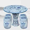 Jingdezhen Cerámica Mesa Taburete Redonda Mesa Antigua Porcelana Azul y Blanca Decoración Balcón Patio Exterior Jardín Mesa Taburete juego
