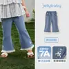 Calça Jeans Verão Jerry para Bebês Meninas Calça Infantil Resistente ao Desgaste Estilo Francês Roupas de Verão Infantis Calça Flare Fina para Bebê