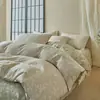 Juego de Ropa de Cama de Cuatro Piezas de Lino Natural 100% Algodón, Clase A, Funda Nórdica Floral Vintage de Algodón Puro, Sábana Ajustable, Juego de Tres Piezas Espesado para Dormitorio