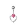 Venta al por mayor de fábrica, popular anillo de ombligo con colgante de pistola rosa de estilo europeo y americano, joyería para piercing en el ombligo con circonitas de amor