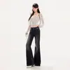 Jeans para Mujer Otoño 2026 Transfronterizos, Ligeramente Acampanados, Lavados y Desgastados, Estilo Americano, Largos hasta el Suelo, Negro Clásico, Extra Largos