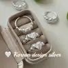 Anillo de corazón de globo tridimensional simple de plata de ley S925, estilo idéntico al de la bloguera de Dongdaemun, versátil para apilar.