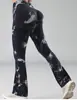 Nuevos Pantalones de Yoga Ajustados de Cintura Alta Sin Costuras Estilo Europeo y Americano Color Tie-Dye con Efecto Melocotón, Pantalones Acampanados, Pantalones Deportivos para Fitness, Leggings