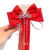 2025 Horquilla para el pelo con lazo para niña, horquilla roja para niña, accesorios para el pelo de princesa para bebé de Año Nuevo
