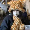 Sombrero de Pescador con Orejas de Felpa Estampado Tigre Peludo para Mujer, Invierno, Leopardo, Cálido para el Cuello, Frío, Lindo