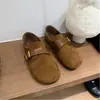 Primer Encuentro Jiping Plano Birkenstock Zapatos Individuales Mujer 2026 Nuevo Retro Hebilla de Cuero Mocasines sin Cordones Mujer