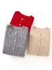 Cárdigan de Punto de Cachemira Retro Casual Nuevo 25 Otoño e Invierno para Mujer Reductor de Edad Suéter Holgazán Chaqueta Cuello Redondo con Botones