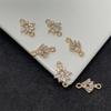 Lujo Ligero Micro-Pavé Zircón Oro KC Micro-Pavé Accesorios de Cobre Colgante de Doble Aro Borla Pulsera DIY con Cuentas Accesorios de Joyería