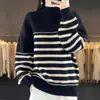 Suéter de punto retro casual a rayas para mujer, nuevo suéter holgado de otoño e invierno, moda transfronteriza para mujer