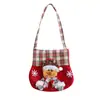 Bolsa de Caramelo de Cuadros Navideños Dibujos Animados Papá Noel Muñeco de Nieve Reno Bolso de Mano Bolsa de Manzana Bolsa de Regalo Navideño