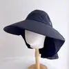 Sombrero de Sol de Ala Ancha con Protección para el Cuello para Mujer, Visera Solar de Verano para Cola de Caballo, Sombrero Visera Solar para Viajes al Aire Libre y Ciclismo