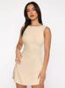 Vestido feminino europeu e americano, simples, elegante, gola redonda, verão 2024, nova moda, cor sólida, cintura, saia sem mangas