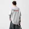 Camiseta de Verão Americana Masculina com Bordado Floral Tendência Manga Curta Cool Respirável Cleanfit Top Solto