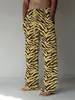 Pantalones Sueltos de Verano para Hombre con Estampado de Tigre, Pantalones de Playa Casuales, Cordón en la Cintura y Bolsillo, Pantalones Rectos a Cuadros