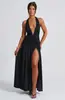 Amazon Comercio Exterior Estilo Europeo y Americano Sexy Vestido Sexy de Escote en V Profundo Espalda Descubierta Estilo Puro Deseo Vestido Sexy de Chica con Cuello Halter sin Mangas