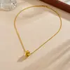 Collar con Colgante Redondo, Minimalista Geométrico Acero Inoxidable Chapado en Oro Diseño de Nicho, Cadena de Clavícula Versátil para Mujeres