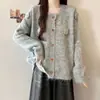 Nuevo Suéter de Punto Floral de Cuello Redondo de Manga Larga Estilo Suave Primavera y Otoño para Mujer, Cárdigan de Punto Suave Versátil Vintage, Top de Moda