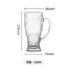 Caneca de Cerveja Comercial 500ml Caneca Grande para Chopp Copo de Água Copo de Chá Bar Copo de Vidro de Grande Capacidade Espessado com Alça