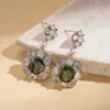 Pendientes Florales Ovalados de Circonita Estilo Lujo Ligero Europeo y Americano, Estilo Corte Vintage, Pendientes Exquisitos y Elegantes de Alta Gama