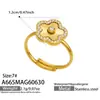 Anillo Geométrico de Zirconia con Patrón Radial de Flor de Cuatro Pétalos y Corazón de Amor Acero Inoxidable Chapado en Oro de 18K Anillo Retro de Banquetes de Lujo Ligero para Mujer