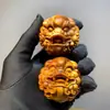 Escultura de Bola de Handebol em Madeira de Tília Taihang Natural, Bola de Saúde Pixiu Atratora de Riqueza, Peça de Mão para Alívio do Estresse, Promotora de Riqueza