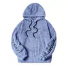 Chaqueta Azul con Capucha de Lana de Cordero Sintética con Estampado de Letras Transfronterizo para Hombre, Sudadera Casual de Invierno Holgada Estilo Pareja