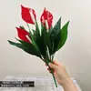 Planta artificial de anturio rojo, flores artificiales para decoración del hogar, plantas en maceta para decoración del hogar, anturio rojo simulado