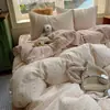 Juego de ropa de cama de cuatro piezas para maternidad e infancia Clase A, sábana de algodón lavado imitación algodón antibacteriana, funda de edredón, sábana bajera, juego de tres-cuatro piezas para dormitorio individual de estudiante