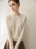 Suéter de cashmere 100% puro espessado para mulheres, gola redonda, trança, manga longa, pulôver, malha macia e aconchegante para outono e inverno, adequado para o trabalho
