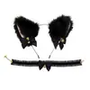 Diadema de Orejas de Gato Accesorio para el Cabello Celebridad de Internet Pinza para el Cabello de Orejas de Gato Zorro Juego de Pinza para el Cabello con Lazo de Encaje y Collar con Cascabel