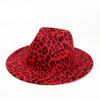 Sombrero de lana con estampado de leopardo de venta caliente transfronteriza para hombres y mujeres, moda retro, ala grande, sombrero de jazz, ala plana, fieltro, sombrero para pareja