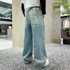 Z1110-niños Yang temprano primavera 2024 nuevo niños medianos y grandes Moda infantil guapo holgado retro Pantalones de pierna ancha de mezclilla niños